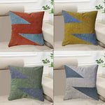 coussin carré moderne motif géométrique rouge bleu vert gris polyester coton qualité confortable maison