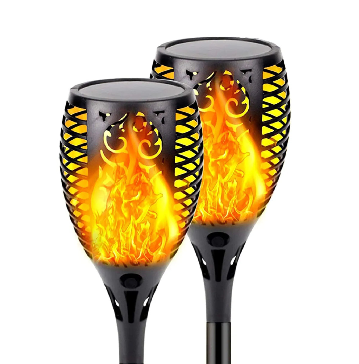 lumière solaire led flamme noire extérieure moderne jardin patio piscine