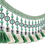 franges perlées bicolores tissu décoratif rideau bordure élégante tressées turquoise bleu rose
