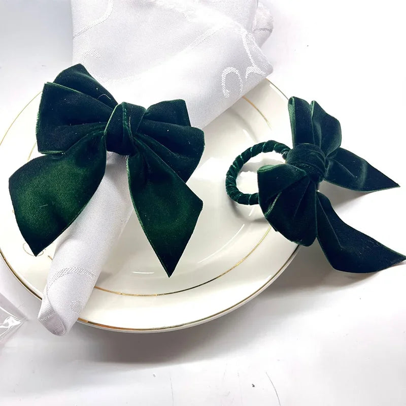 anneaux serviette forme nœud papillon blanc vert rouge bleu satin velours adhésif classique élégant