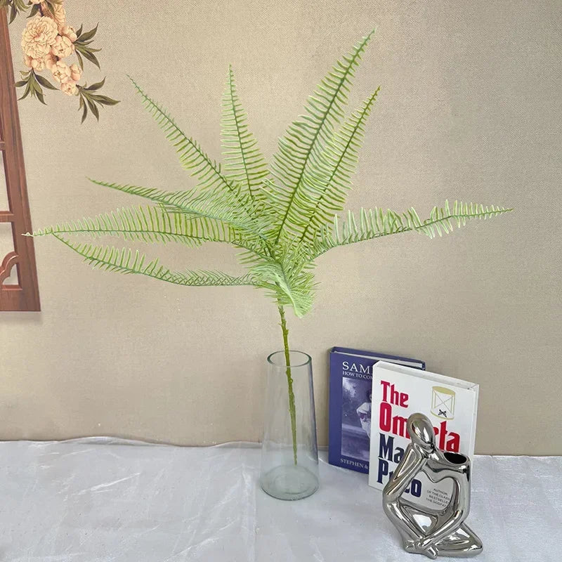 décoration extérieure plante artificielle feuilles vertes fines moderne 80cm tringle fixée éléments