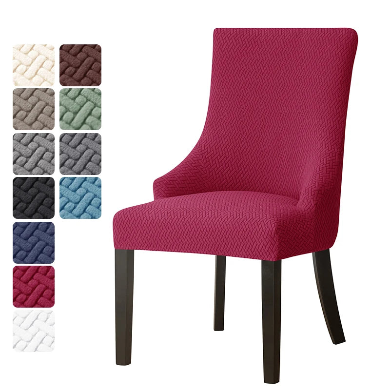 housse chaise mariage tissée motifs géométriques moderne gris bleu blanc elasthanne polyester