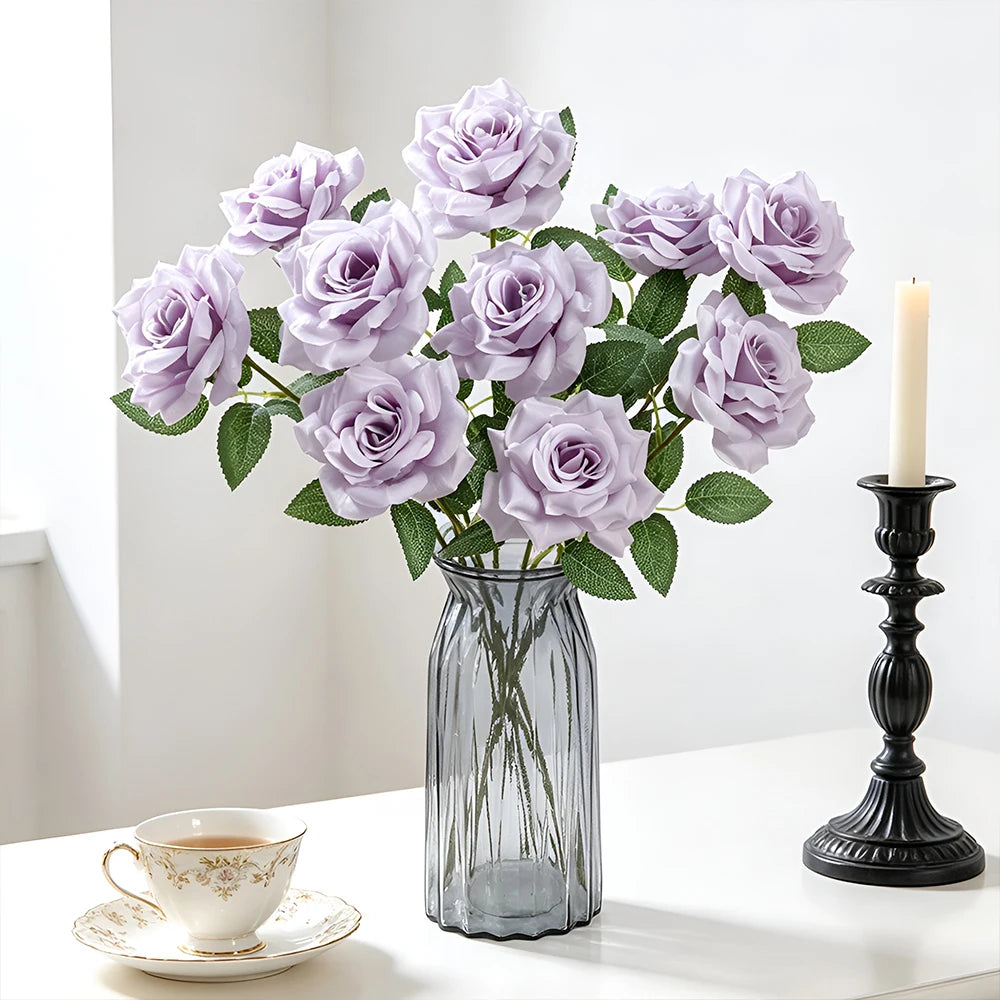 bouquet roses artificielles blanches vase cube decoration maison mariage anniversaireintérieur