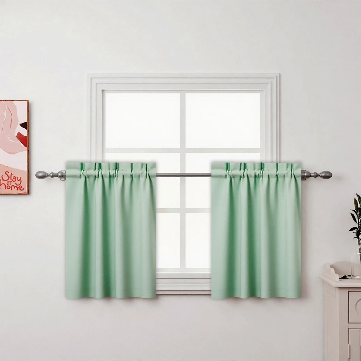 rideaux vert pastel moderne 100% polyester opaques 40x60cm 76x60cm 76x92cm 106x91cm 132x46cm
