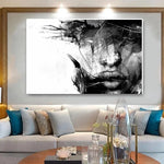 Toile décorative moderne noir et blanc pour salon