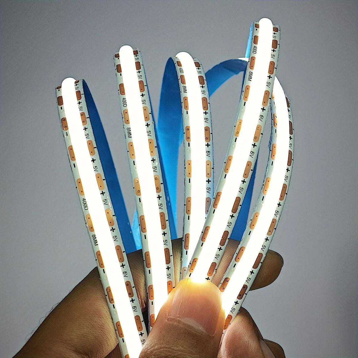 ruban led flexible blanc bleu adhésif interrupteur tactile câble usb dimmable moderne chambre cuisine
