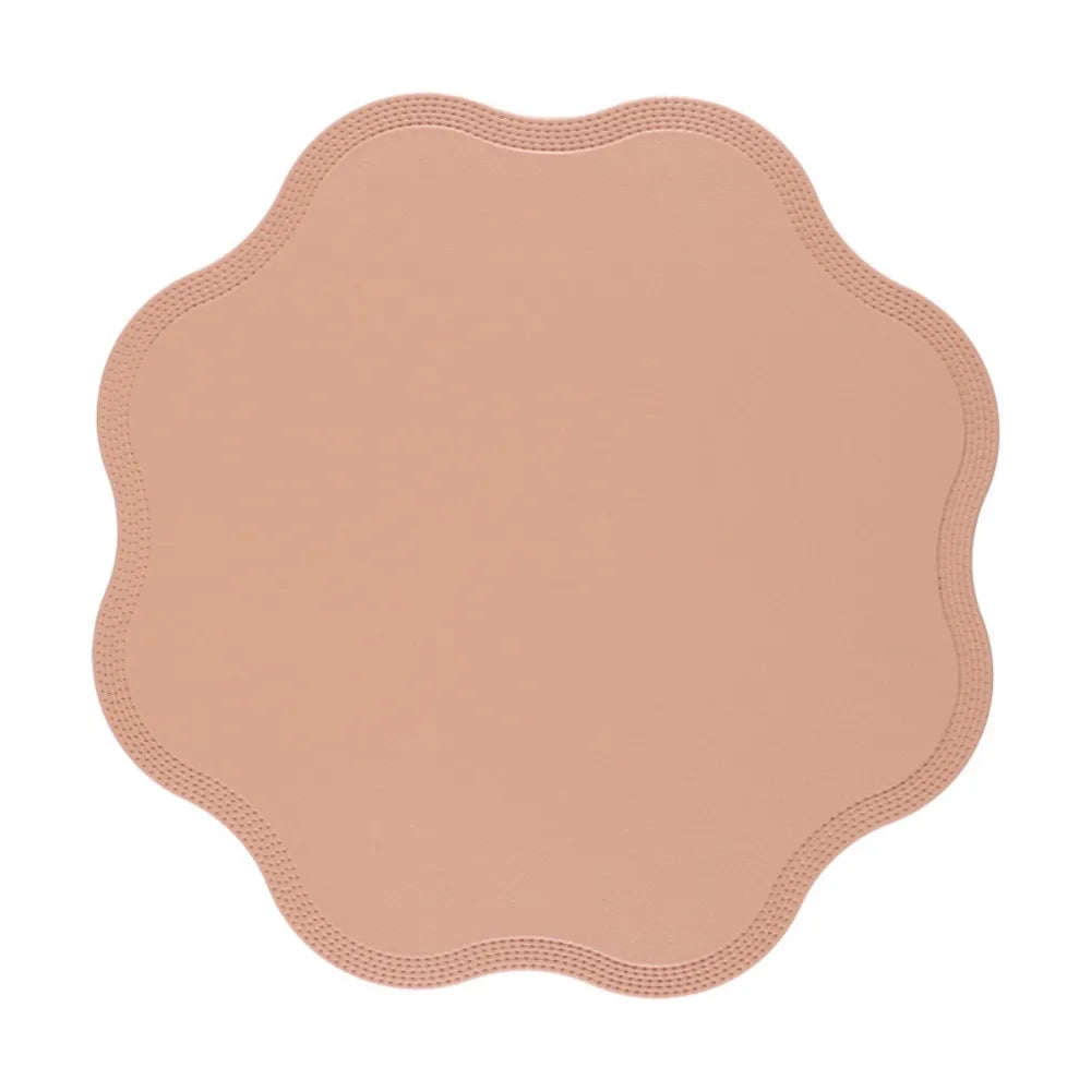placemat moderne bleu rose gris élégant bords dentelés bord assiette fourchette couteau resistant