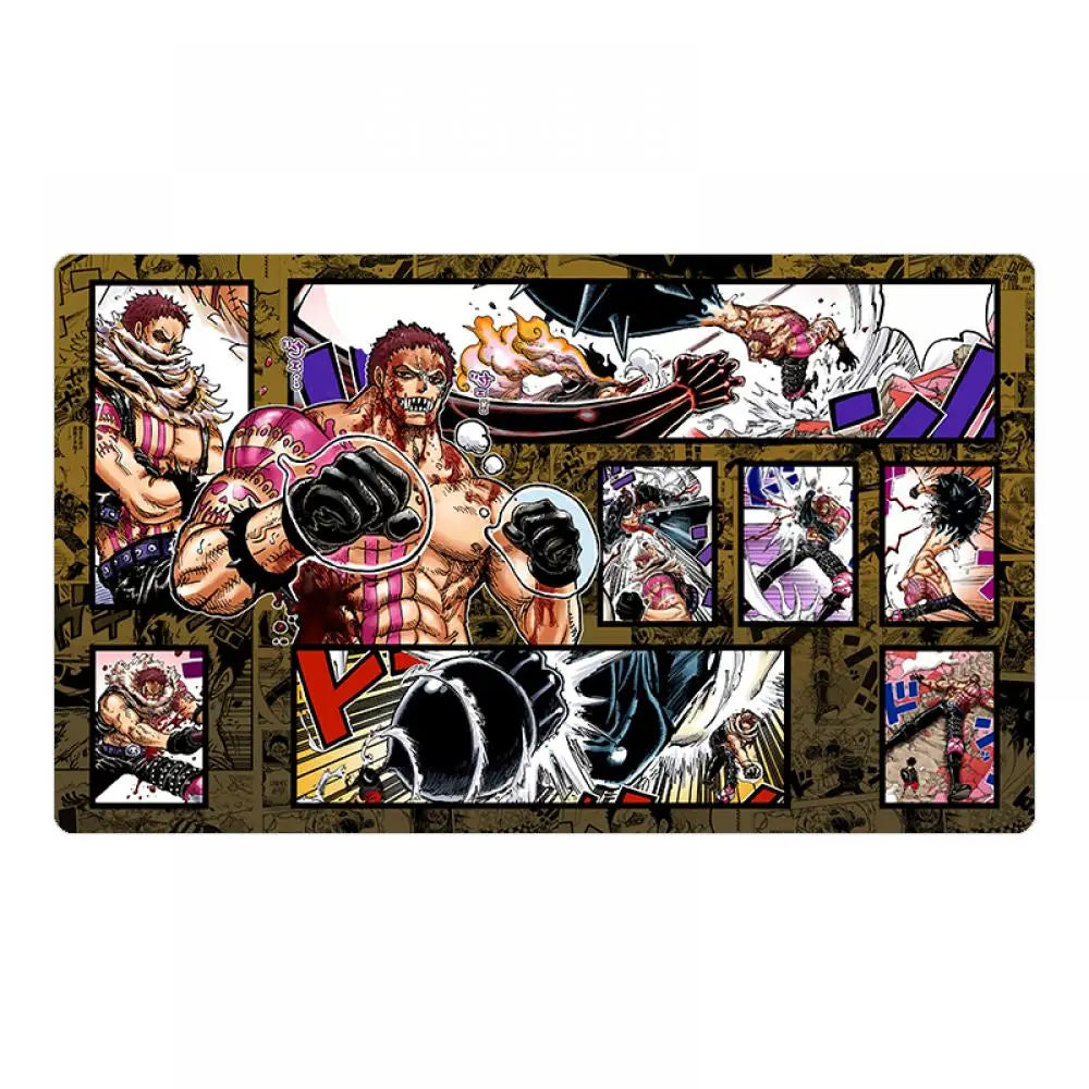tapis souris anime personnages combats dialogues rouge noir violet marron illustrations opaques