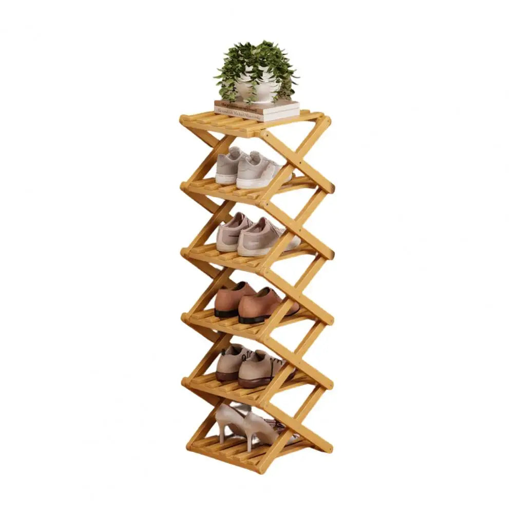 étagère pliable bois chaussures moderne réutilisable niveaux entrée couloir petit espace