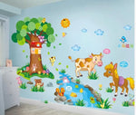 stickers muraux animaux cartoon multicolores enfants deco chambre salon adhésifs