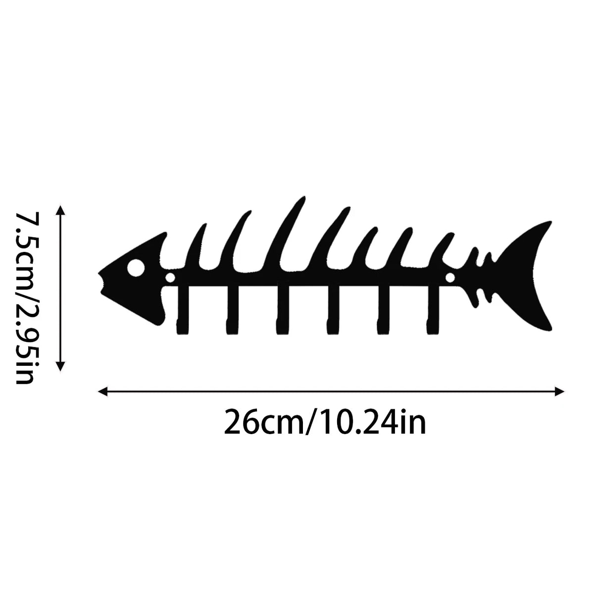 porte clés mural noir forme squelette poisson moderne décoration intérieure fixations invisibles