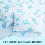 protège oreiller bambou blanc bleu jacquard moderne confortable zip machine maison deux pièces