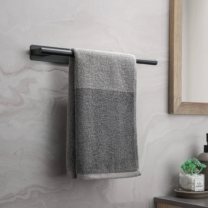 porte serviettes mural noir minimaliste auto adhésif acier inoxydable salle bain cuisine