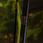 paravent chinois peinture traditionnelle paysages animaux calligraphie bois doré noir ornement chambre multifonctionnel souvenirs