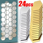 miroirs hexagonaux modernes argent doré adhésifs auto collants amovibles acrylique translucides décoration murale maison