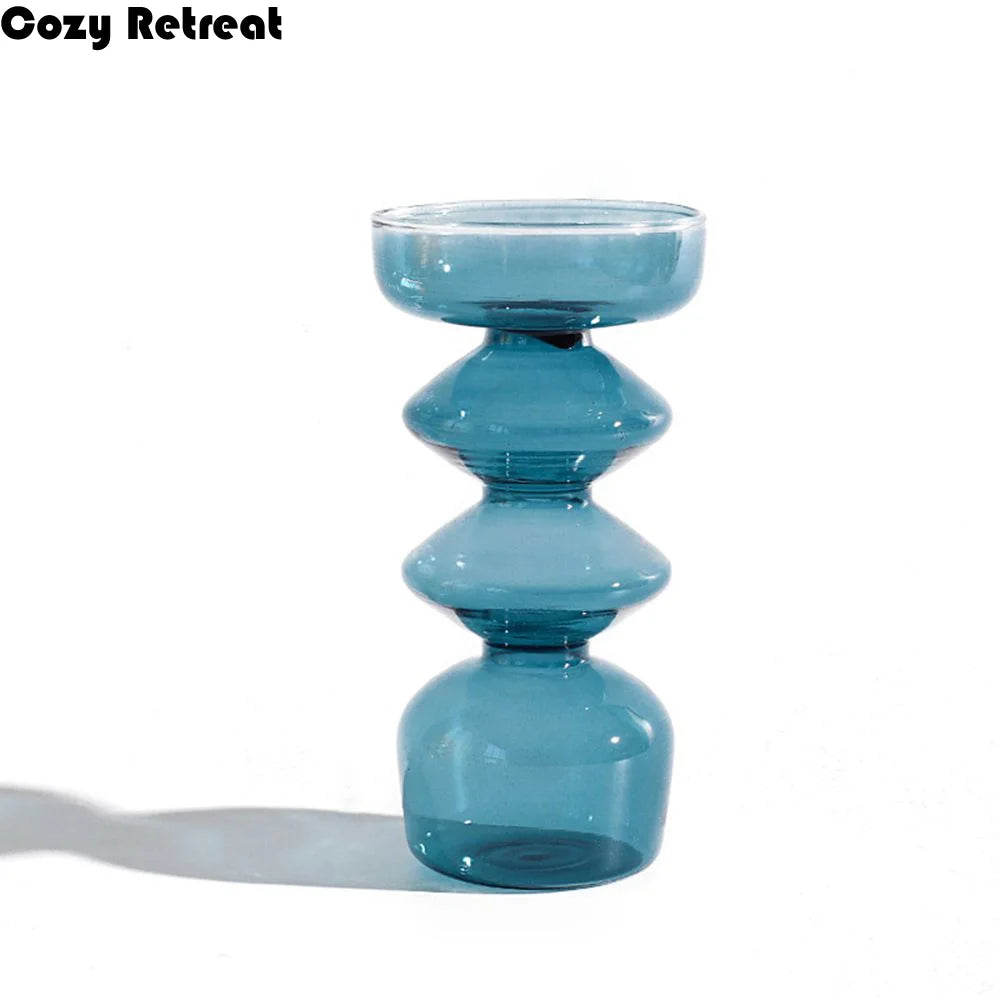 vase verre transparent moderne minimaliste bleu orange rose bulle rond decoration salon table houseplant