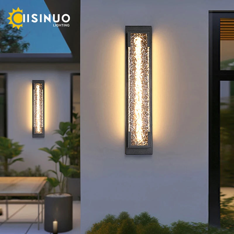 lampe murale led noire contemporaine acier inoxydable ondulée ip65 réglable triac 3000k 6000k