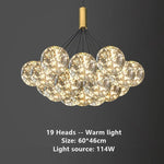 Suspension lumineuse moderne boules verre transparentes intérieur doré élégante plafonnier LED chambre restaurant