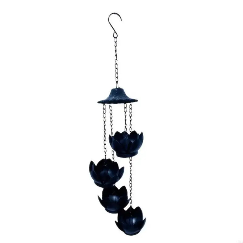 suspension fleurs suspendues moderne crochet chaîne noir formes fleurs stylisées jardin extérieur drainage métal