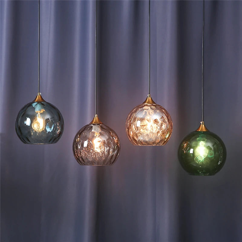 Suspension lumineuse moderne bleu clair vert foncé texture ondulée élégante chambre salon