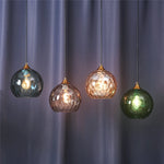 Suspension lumineuse moderne bleu clair vert foncé texture ondulée élégante chambre salon