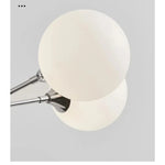 chandelier moderne minimaliste argenté blanc plusieurs têtes verre opalescent fixé réglable