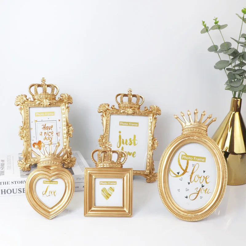 cadre photo or coeur résine décoration européenne chambre mariage bébé floral sculpté baroque élégant