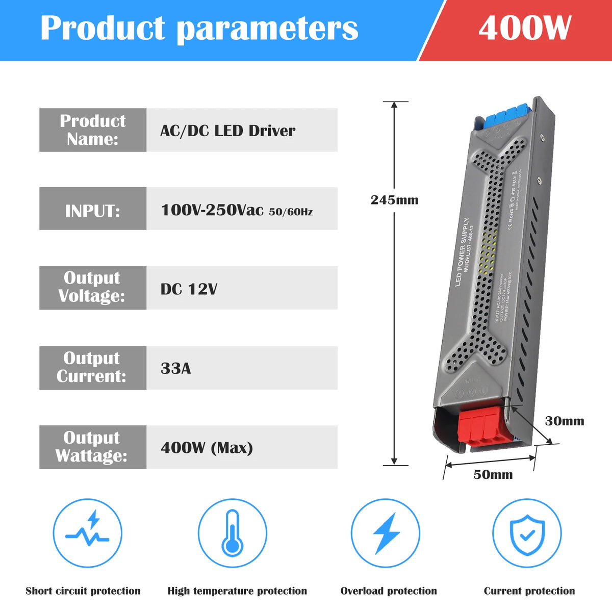 alimentation led 12v 24v 60w 100w 200w 300w 400w transformateur muet