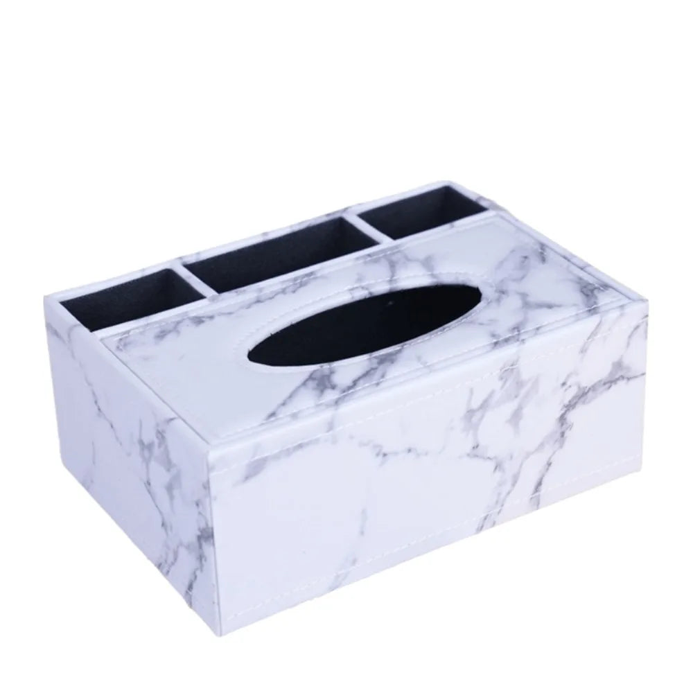 boîte mouchoirs simili cuir noire classique compartiments rangement télécommande objetos divers