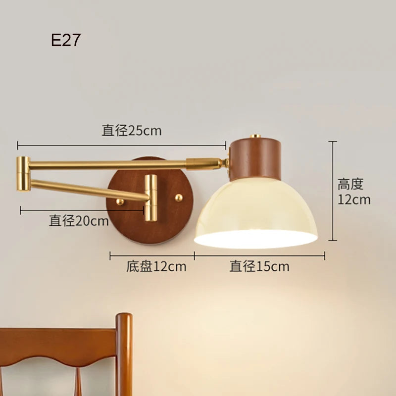 lampe murale moderne articulée bois doré éclairage lecture chambre contemporaine fixée E27