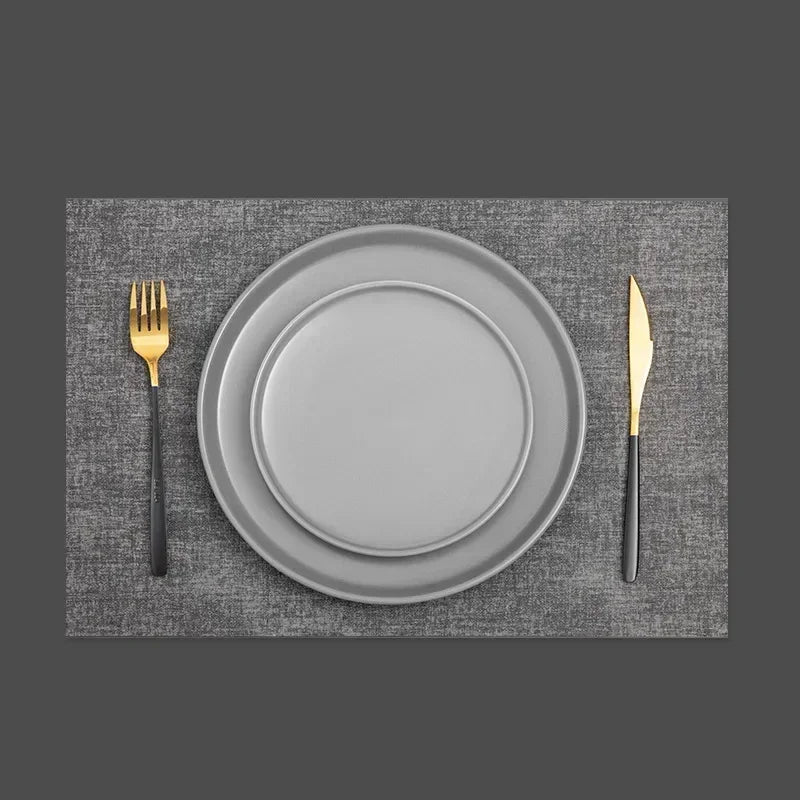 Set de table PVC double face couleur noir texture tissu et cuir