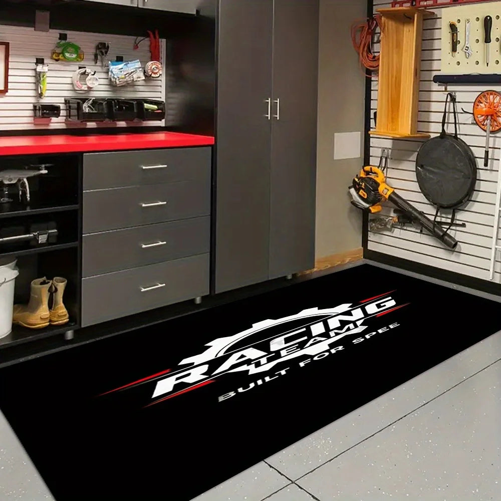 tapis sol antidérapant noir rouge racing team moderne sportif salle bain cuisine maison