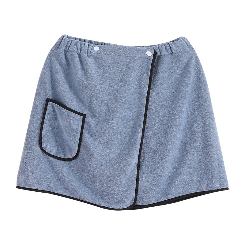 serviette bain polyester absorbante gris bleu élastique poche moderne douce rapide