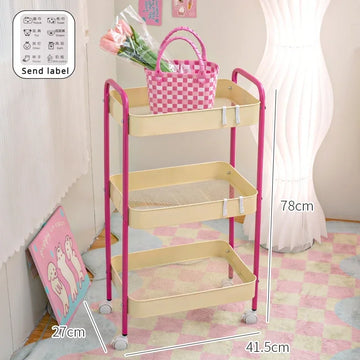 chariot roulette rangement moderne rose bleu violet carreaux boites sacs livres bouteilles jouets