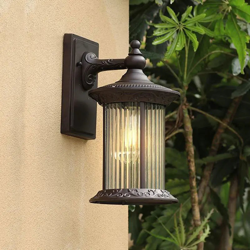 lampe murale extérieure bronze foncé texture florale classique plaque murale ampoule filament visible ip65