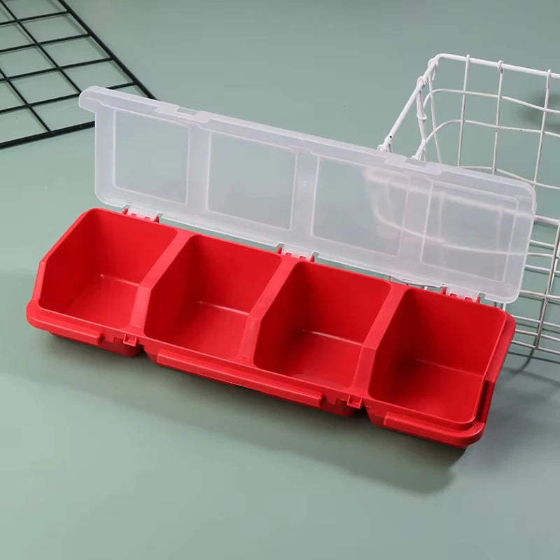 boîte outils rouge gris pratique moderne organisation outils boîte plastique lisse