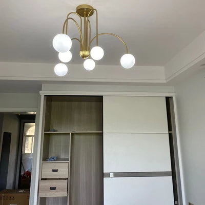 suspension lumineuse moderne rouge blanc sphères translucides chambre salon étude scandinave