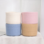 corbeilles rangement tissées coton blanc rose bleu clair pliables respectueuses l'environnement multifonctionnelles moderne rustique