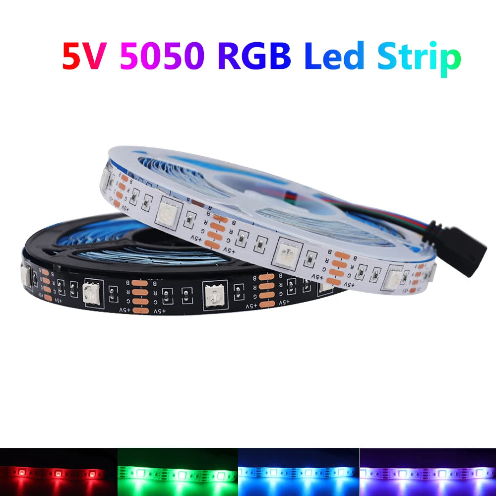 ruban led rgb flexible rétroéclairage tv salon adhésif moderne couleur noir blanc 5v
