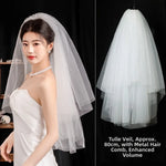 voile mariée blanc translucide classique comb métallique accessoire mariage photo femme