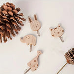 porte sacs animaux dessin animé bois naturel adhésif moderne décoration maison chambre