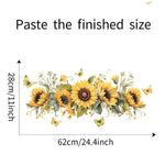 sticker mural fleurs tournesol papillons vintage jaune vert naturel adhésif chambre enfant cuisine diy