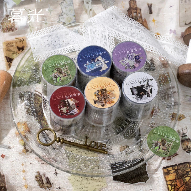 ruban décoratif vintage multicolore motifs illustrations coeurs fleurs lettres architecturales journal agenda DIY