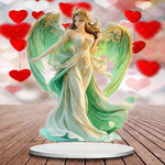 statue ange vert blanc doré élégante détaillée classique romantique maison 16cm 20cm opaquet pvc