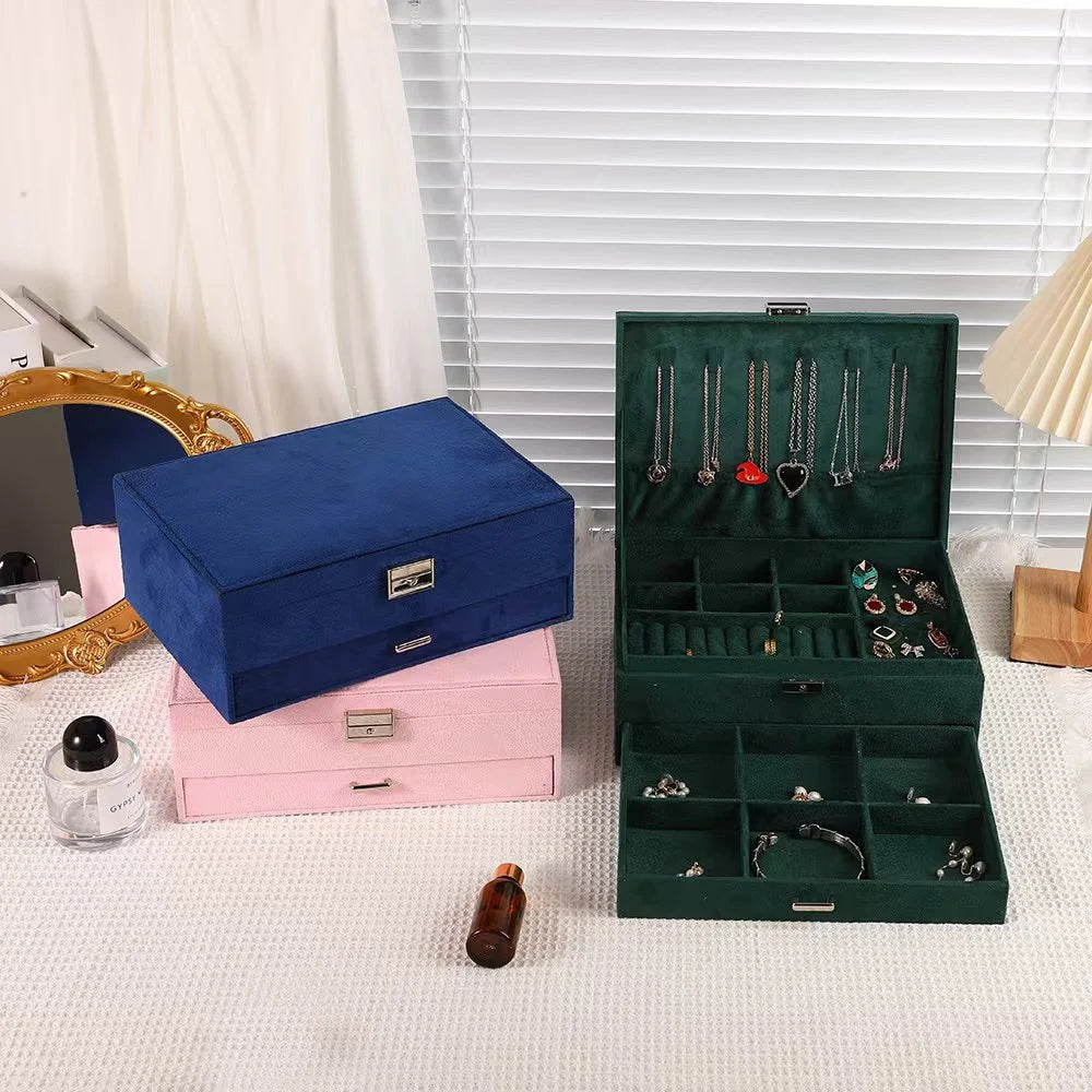 Boîte de rangement pour montres et lunettes de soleil couleur ivoire avec couvercle en verre