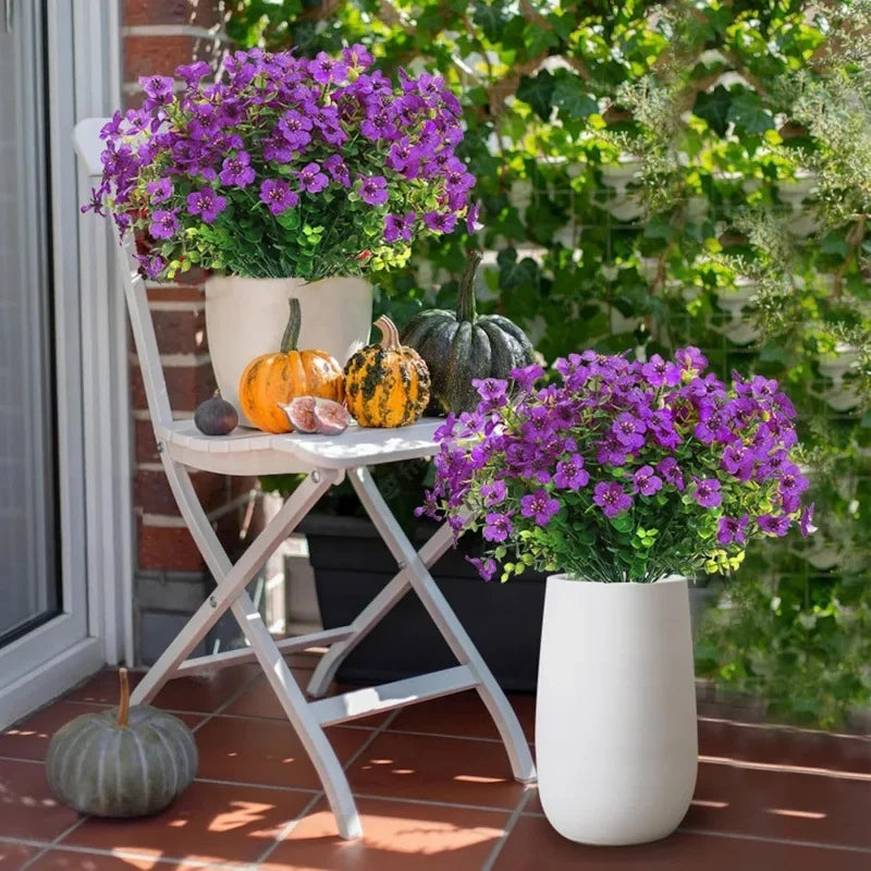 bouquets artificiels violet vert modernes decoration exterieure intérieure 35cm fleurs feuilles