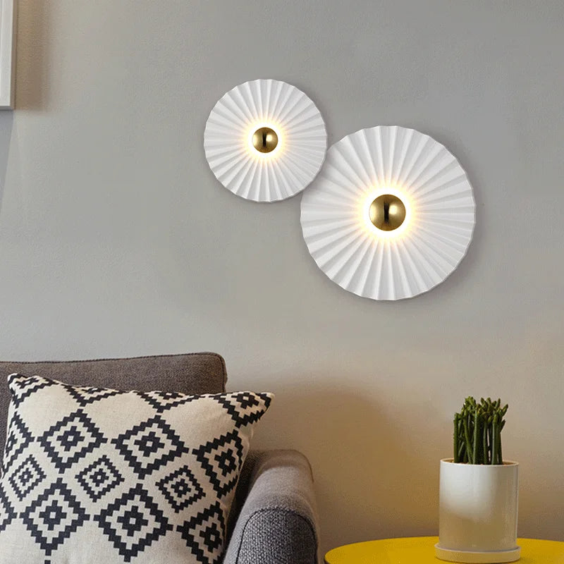 applique murale moderne blanche doré rayures concentriques éclairage led mur fixé chambre salon étude
