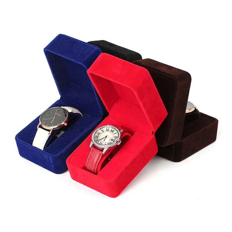boîte velours montre classique bleu rouge noir coffret rangement horlogerie accessoire bijouscrição: