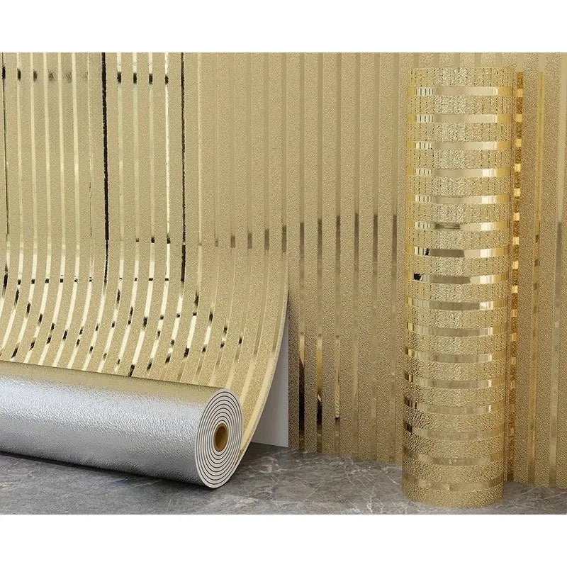 panneau décoratif moderne doré fond blanc rayures horizontales autocollant facile installer amovible maison chambre