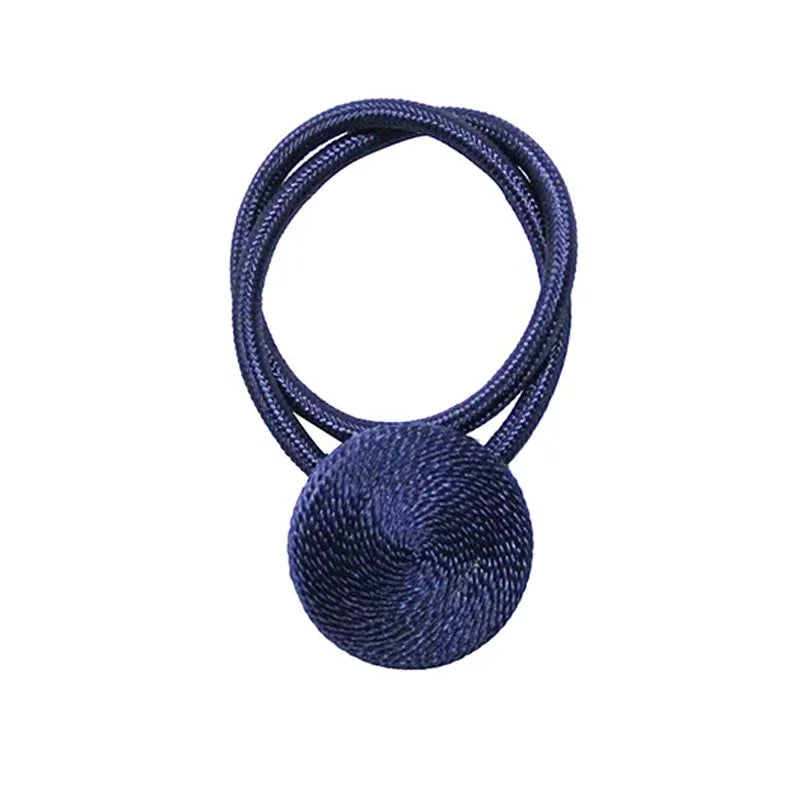 rideau moderne ruban boucle centrale polyester métal fer bleu beige doré opaque